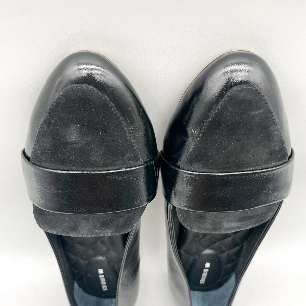 Birdies Womens 9 Sparrow Pointed Toe Loafers Black Leather Preppy Office Chic